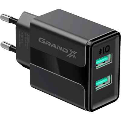 Зарядное устройство Grand-X 5V 2,1A Black + cable USB-Lightning (CH15LTB) Винница