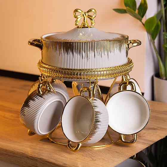 Суповий сервіз на 6 персон супниця 2 (л) на підставці з бульйонницями 400 (мл) тарілки для супу Коломыя