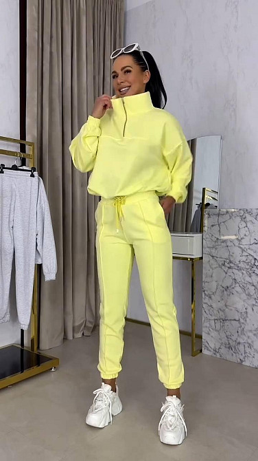 Женский плюшевый прогулочный костюм двойка из велюра Желтый, 42/44 Одесса - изображение 1