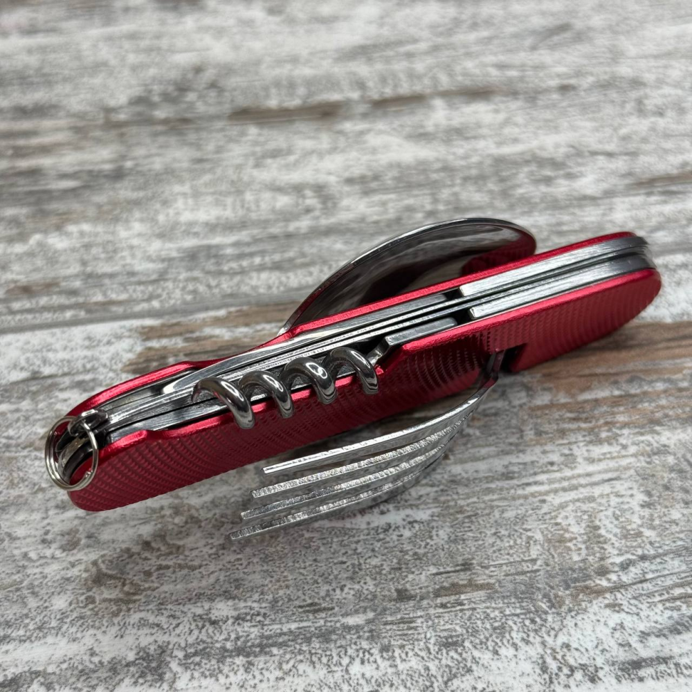 Туристический набор столовых приборов 6 в 1, складной нож, ложка, вилка, открывалка, штопор, походный комплект Киев - изображение 9