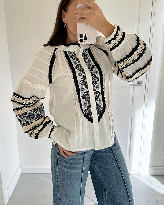 Вишиванка жіноча з вишитими рукавами 80% бавовна 46 Одеса - фото 1