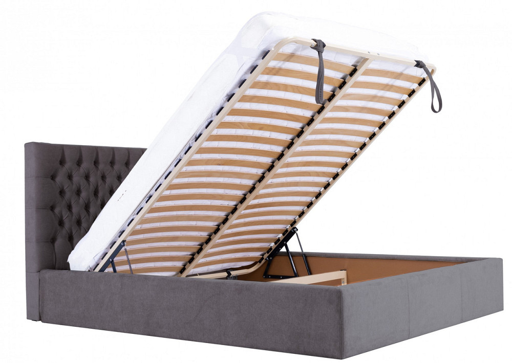 Ліжко Двоспальне Cambridge VIP 180 х 200 см Місті Dark Grey З додатковою металевою цільнозварною рамою Темно-сірий Дніпро - фото 19