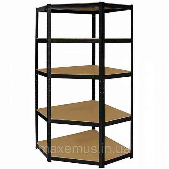 Стеллаж угловой металлический торговый Siker CGS40 полочные стеллажи для дома в гараж магазин и подвал черный Мостиська