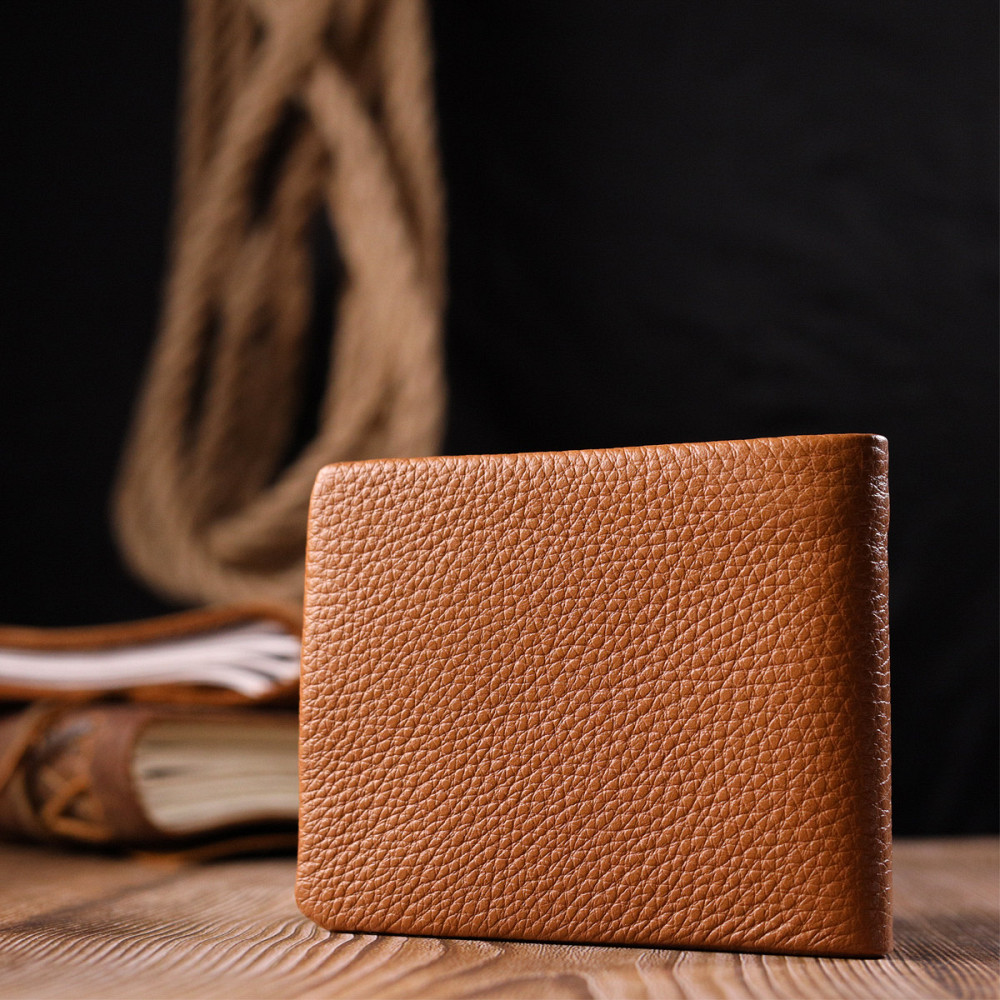 Стильне чоловіче портмоне із зернистої шкіри KARYA 21064 Світло-коричневий Київ - фото 8