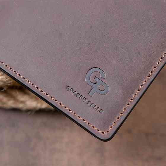 Тонке горизонтальне портмоне Cardi без застібки в матовій шкірі GRANDE PELLE 11310 Коричневе Київ