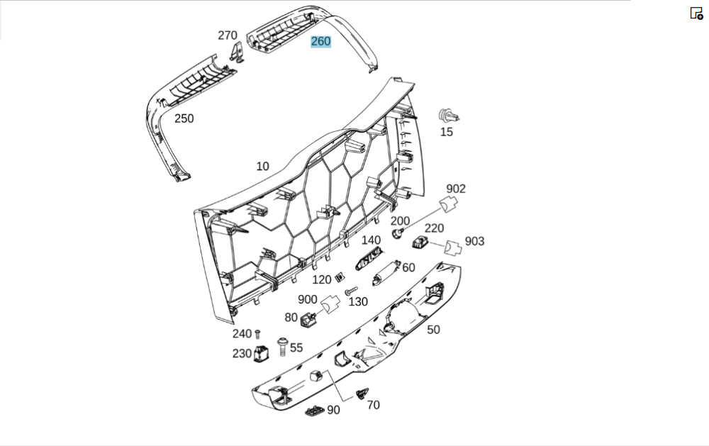 Mercedes-Benz  A1667404000 9051 Накладка кришки багажника внутрішня права верхня чорна GL/GLS X166 Одеса - фото 2