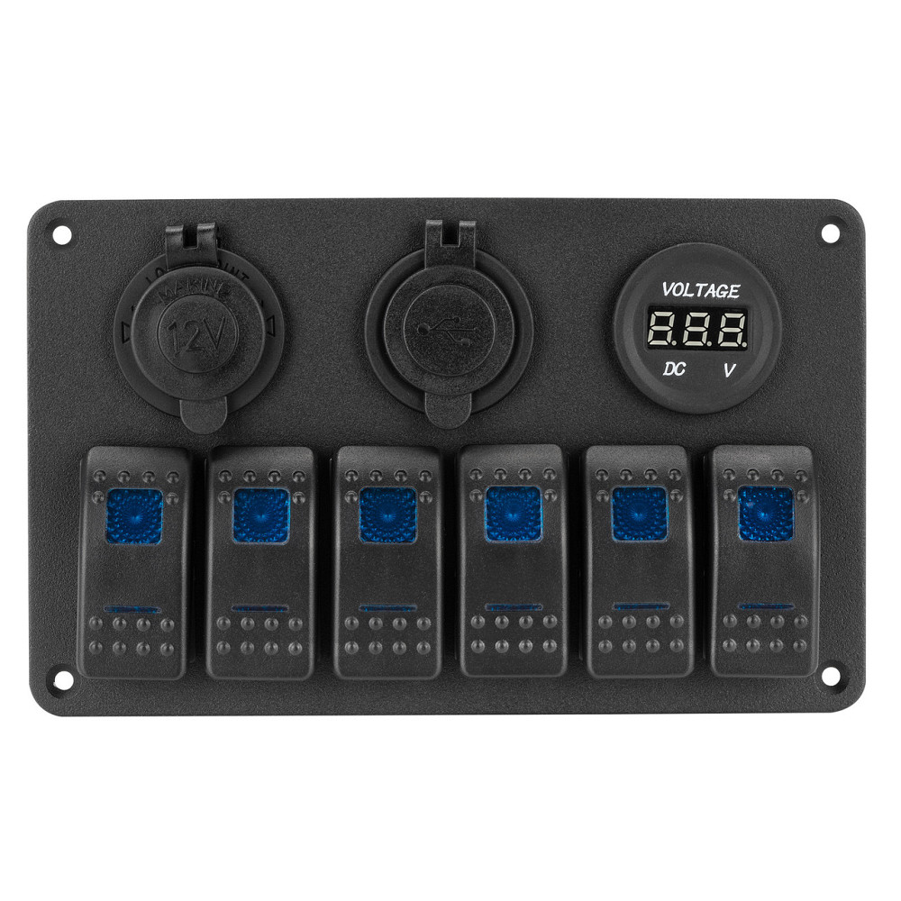 Панель переключения на 6 кнопок с вольметром, USB и прикуривателем Киев - изображение 1