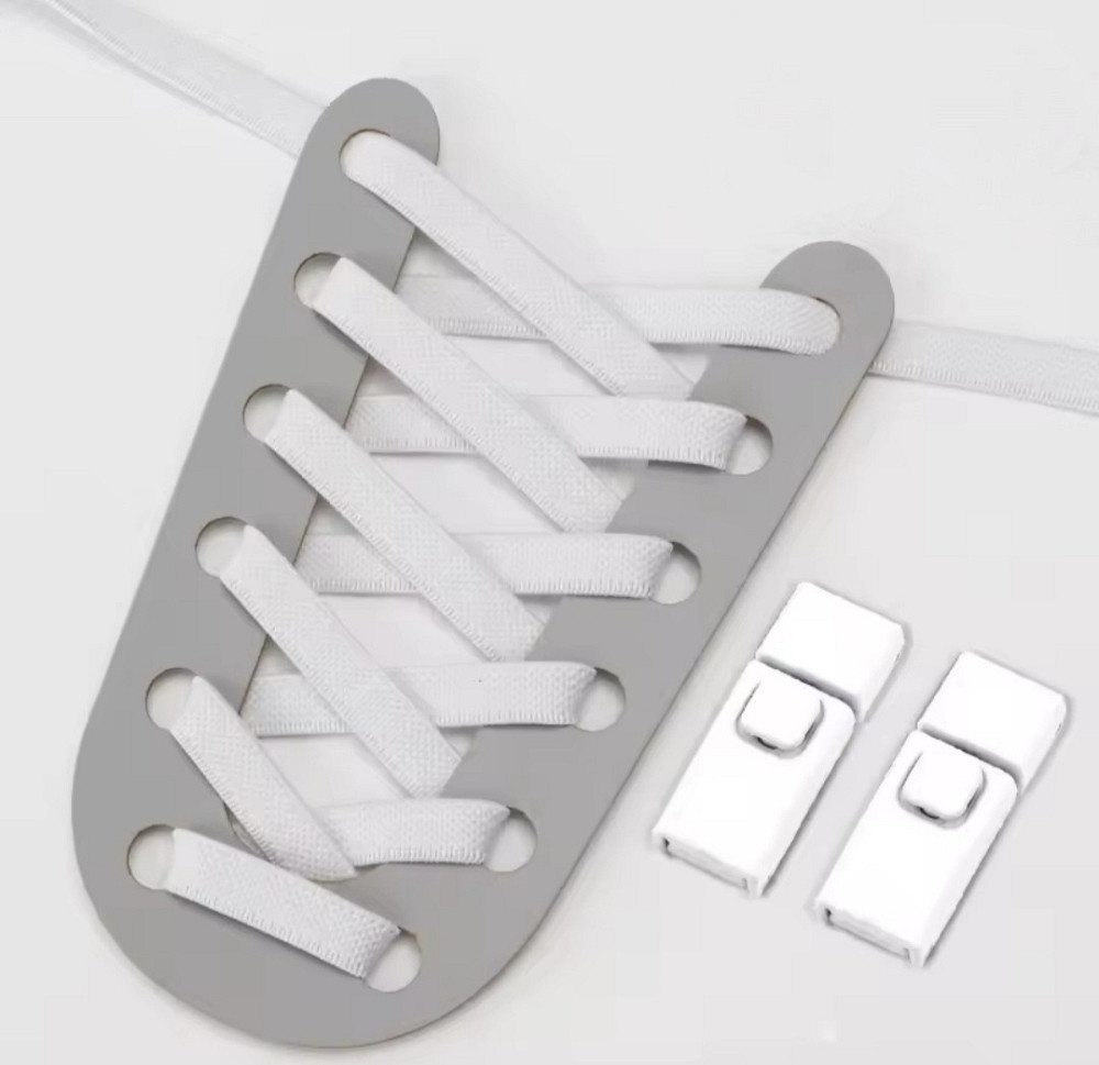 Еластичні шнурки без зав'язок з металевими застібками в колір Білий Смела - изображение 3