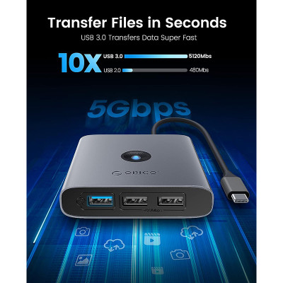 Концентратор Orico USB-C to 5-in-1 Docking Station 5Gbps (CA914227) Винница - изображение 2