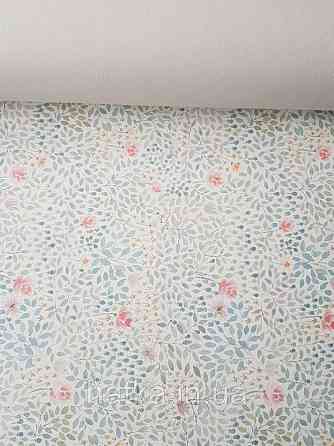 Шпалери флізелінові дитячі еко Lutece Tartine et Chocolat ніжні квіти червоні листочки зелені блакитні Київ