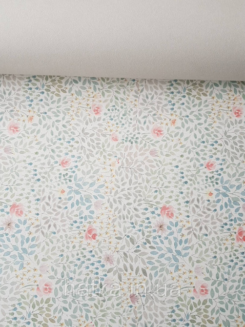 Шпалери флізелінові дитячі еко Lutece Tartine et Chocolat ніжні квіти червоні листочки зелені блакитні Київ - фото 3