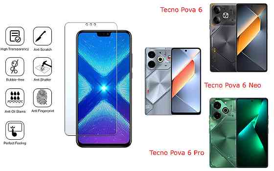 Защитное стекло NeoGlass для Tecno Pova 6, Pova 6 Neo, Pova 6 Pro – ультрапрозрачное и устойчивое Киев
