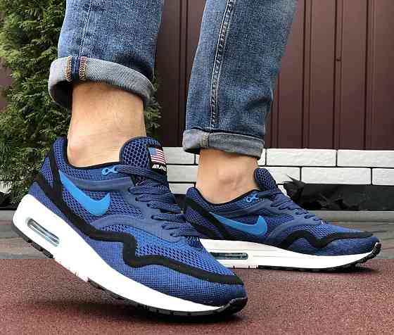 Мужские Кроссовки Nike Air Max 90 Синие Найк Тканевые  (размеры: 41,42,43,44,45) Видео Обзор Днепр