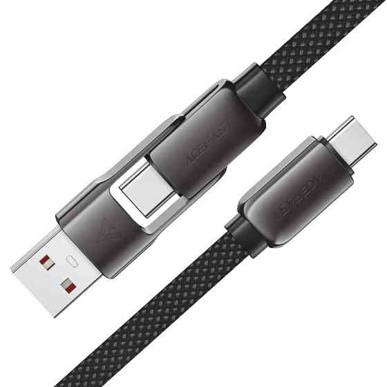 Кабель USB 2.0 Type-C M-M + AM, 1.2м 60W zink alloy Black, C13-04 Acefast Вінниця