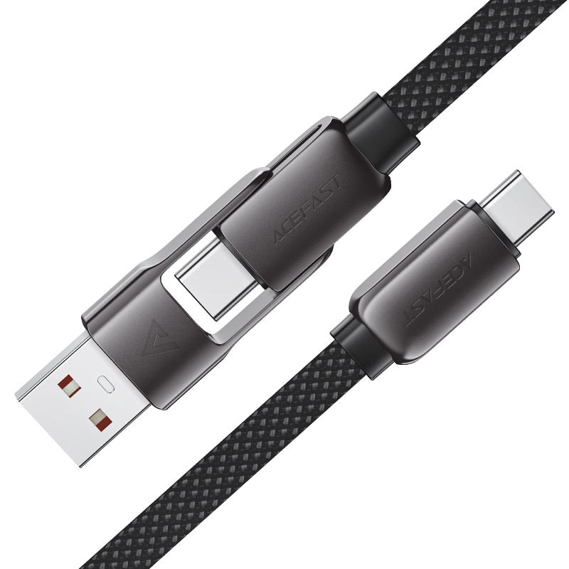 Кабель USB 2.0 Type-C M-M + AM, 1.2м 60W zink alloy Black, C13-04 Acefast Вінниця - фото 3