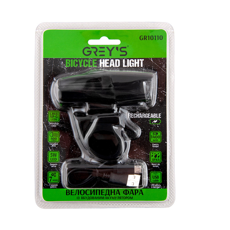 Фонарик на велосипед Grey's LED 1xCree XP-G 400lm 1400mAh microUSB Львов - изображение 2