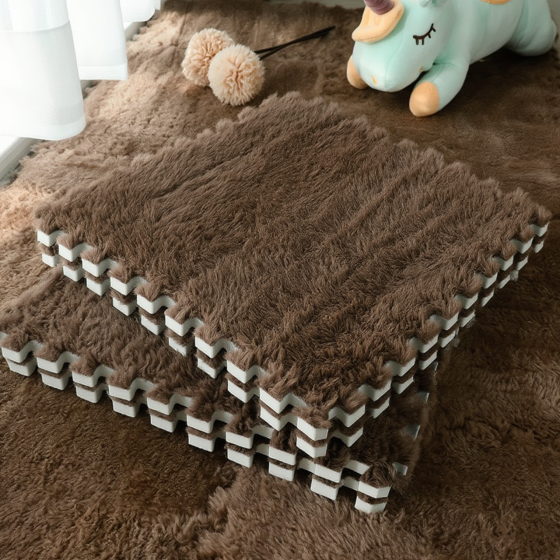 Пазл килимок м'який термокилим плюшевий 90х120см, 12 пазлів тепла підлога, термоковрик для дому, в дитячу кімнату, колір coffee Кам'янець-Подільський