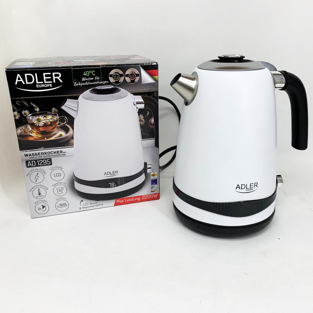 Чайник металлический Adler AD 1295w 1.7л 1850Вт электрический с терморегулятором 40-100 °С White PR-26 Львов - изображение 17