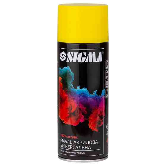 Эмаль аэрозольная акриловая 400мл RAL 1021 канареечно-желтый глянец SIGMA (2737021) Коломия