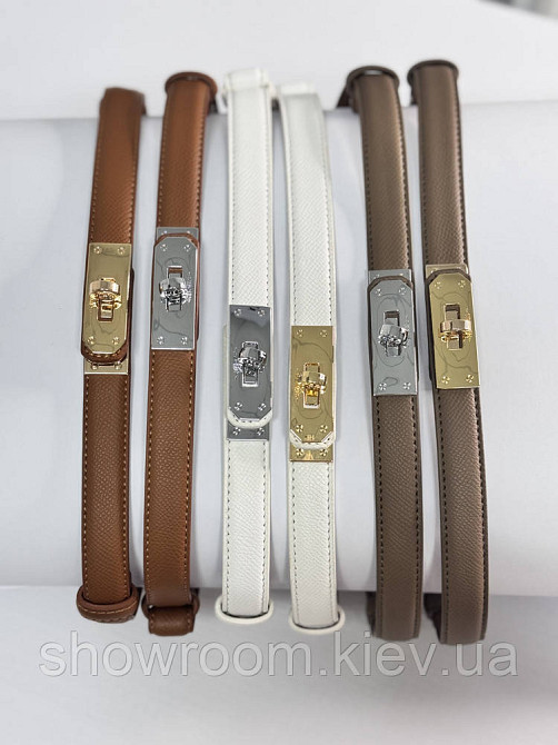 Женский кожаный ремень Hermes Гермес (280-1) коричневый Киев - изображение 5