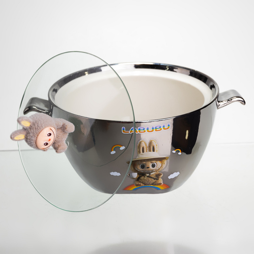 Yiwu Бульйонниця порцелянова Labubu з кришкою та ручками 800 (мл) Ø15 (см) дитяча тарілка для с Коломия - фото 3