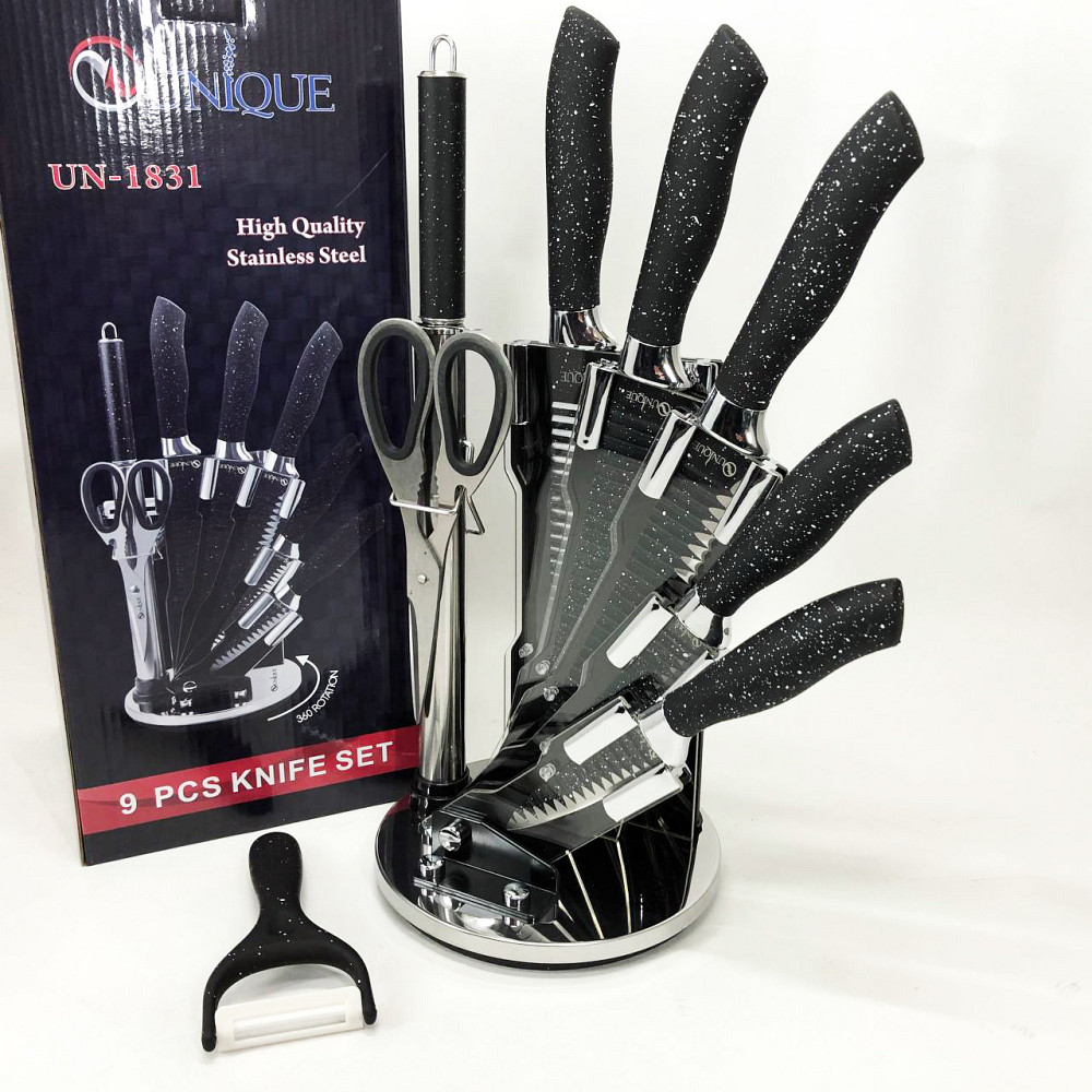Набір ножів для приготування їжі UNIQUE UN-1831 9 шт, Набір ножиків для кухні Товари кухні ножі DP-20 Львів - фото 6