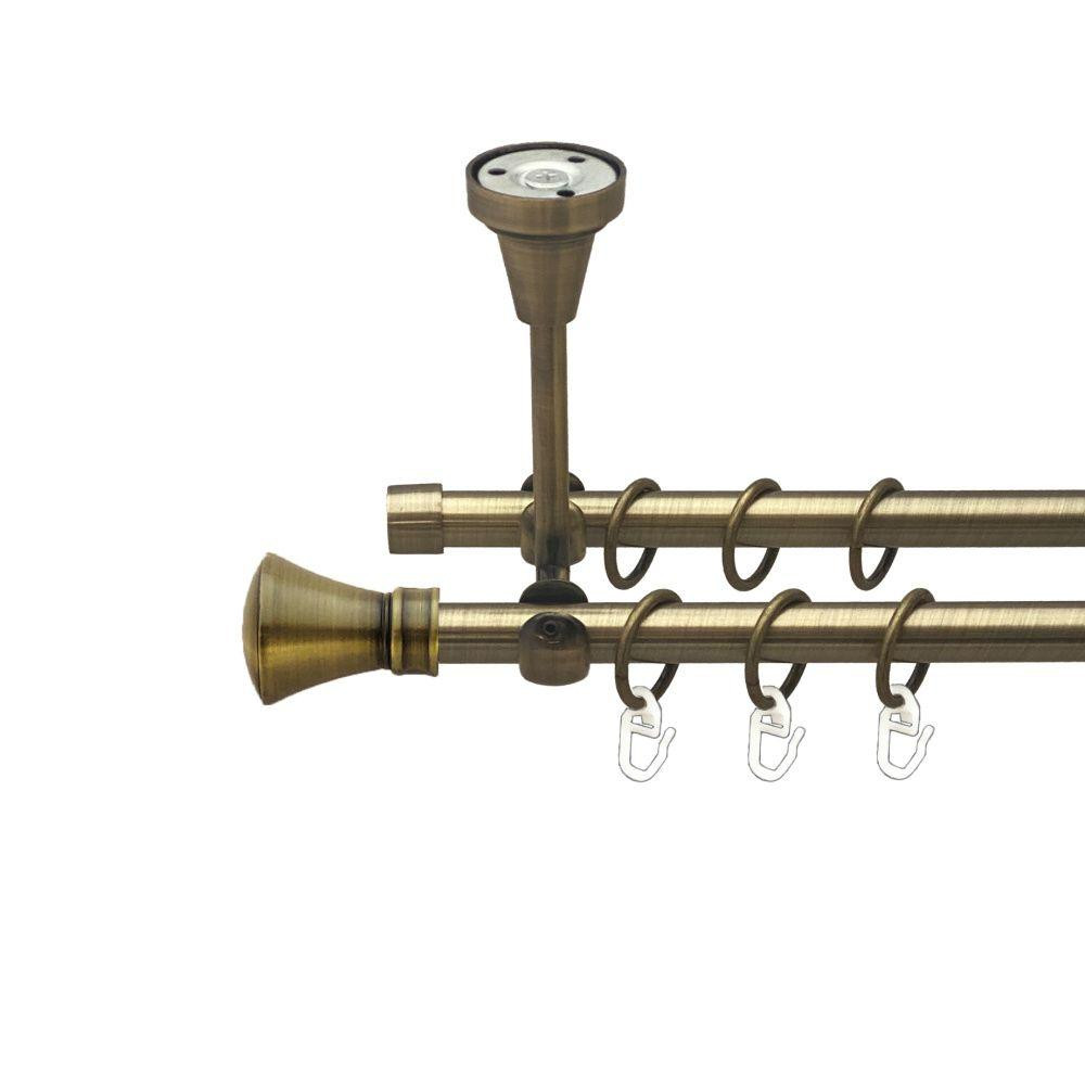 Карниз Orvit Люксор металевий дворядний відкритий до стелі гладка труба кільце металеве Антик 16\16 мм 160 см Львов - изображение 1