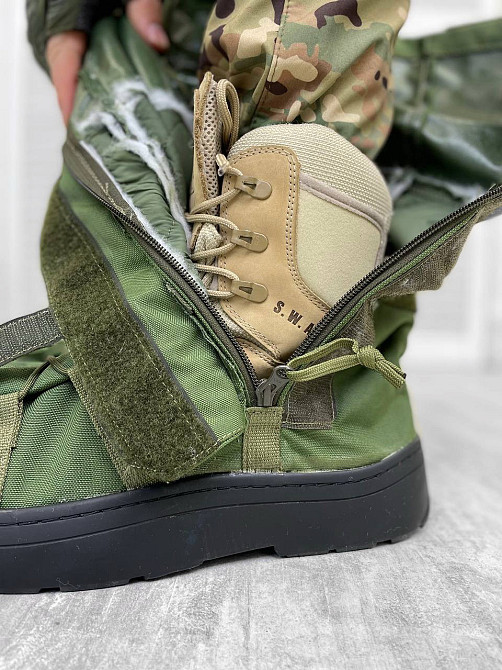 Бахилы военные защитные Гамаши зимние водонепроницаемые мужские 42-45 олива прочные надежные Одесса - изображение 2