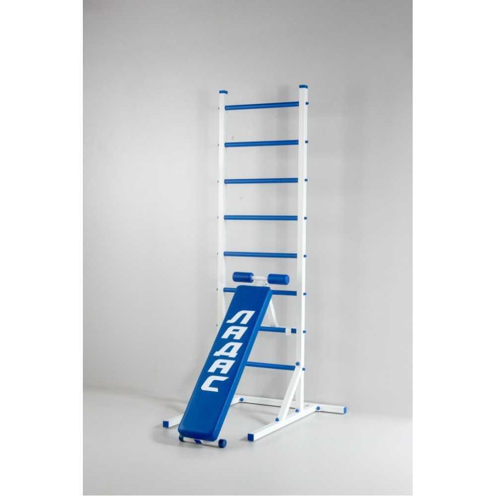 Шведська стінка пересувна Universal Blue універсальна без кріплень з лавкою для преса турнік бруси Кам'янське - фото 4