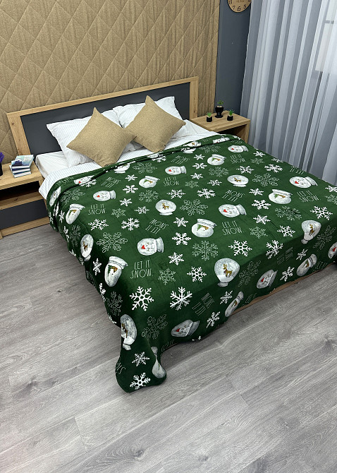 Плед-покривало Decorator WellSoft 150х210 см з різдвяним принтом Зелений (87-169) Київ - фото 3