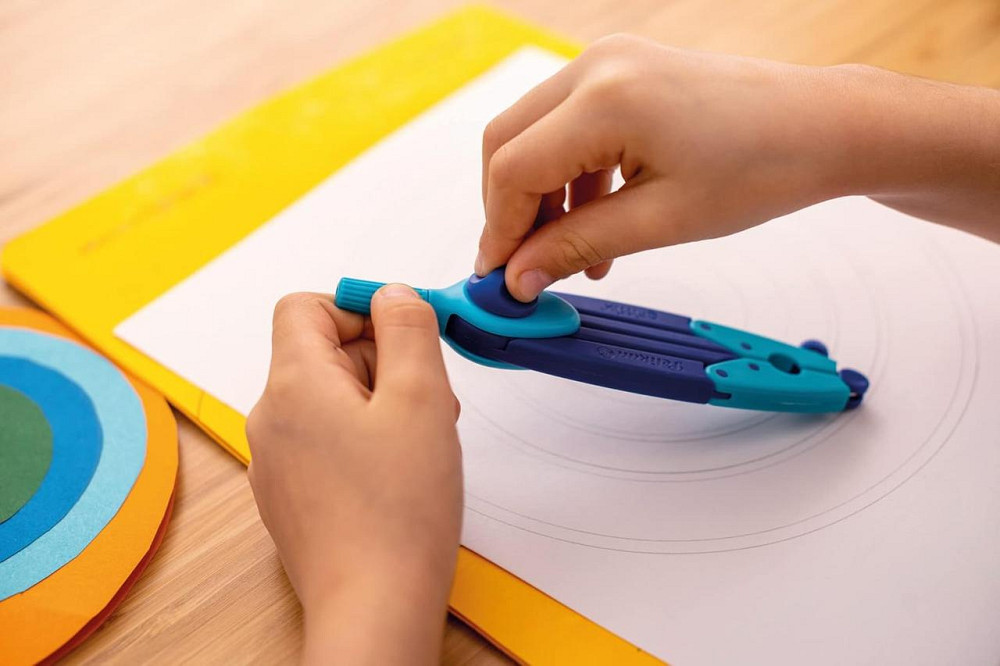 Циркуль школьный Pelikan Griffix 150 мм с грифелем точилкой защитой металлического наконечника синий Киев - изображение 7