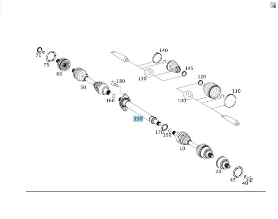 Mercedes-Benz  A2463600274 Проміжний вал між півосями з підшипником CLA Shooting Brake X117 CLA C117 GLA X156 A-class W176 B-class W242 B-class W246 Одеса