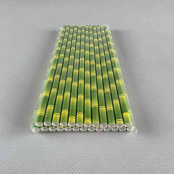 Соломка трубочка паперова Ø 5 мм 20 см "Бамбук" зелена 25 шт (1 пачка) Харків