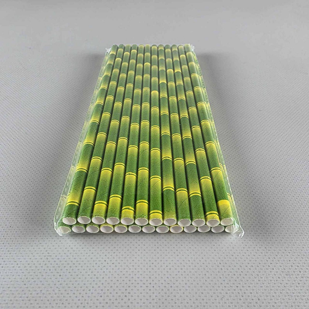 Соломка трубочка паперова Ø 5 мм 20 см "Бамбук" зелена 25 шт (1 пачка) Харків - фото 2