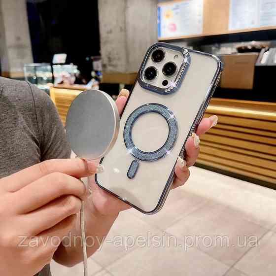 Iphone 15 Pro Max Чехол магнит Стразы Diamond (фиолетовый) Одесса