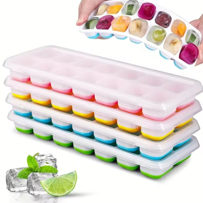 Форма для льда с крышкой на 14 кубиков 21,5 на 9 см бело-голубой Киев - изображение 4