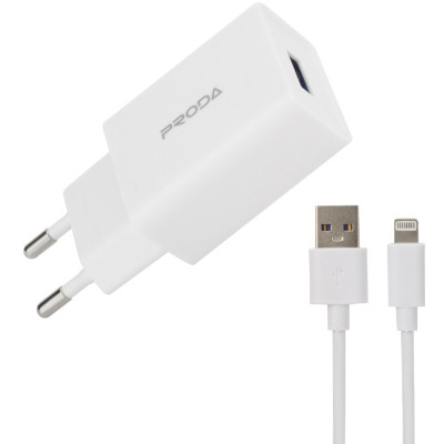 Зарядное устройство Proda USB 2,4A + USB Lightning cable (PD-A43i-WHT) Винница - изображение 1