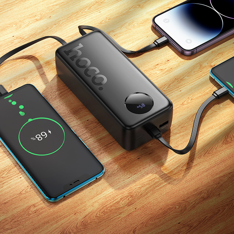 Зовнішній акумулятор HOCO J132B Sabio 22.5W+PD20W fully compatible power bank with 3 cables(30000mAh) Black Київ - фото 5