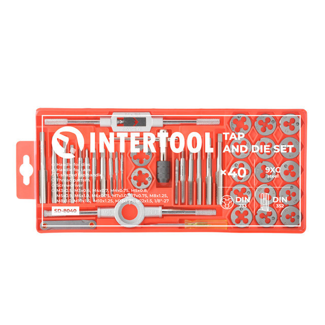 Набір плашок і мітчиків M3-M12, 40 од. INTERTOOL SD-8040 Київ - фото 11