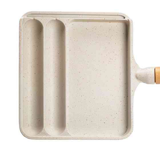 Прямокутна сковорода на 3 секції бежевого кольору Київ