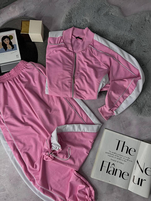 Женский стильный повседневный костюм двойка двунить Розовый, 48/52 Одесса - изображение 9