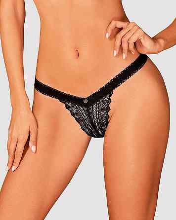 (SALE) Мереживні трусики із заниженою талією Obsessive Estiqua panties XS/S, black Sex Aura Київ