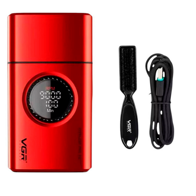 Электробритва аккумуляторная шейвер VGR V-378 9000RPM LCD + дорожная сумочка (Красный) Винница - изображение 1