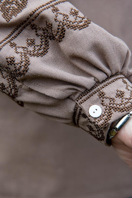 Вишиванка жіноча лляна, кавова топ Київ - фото 5