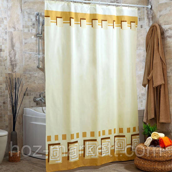 Шторка в душ тканевая миранда Lykia 180 х 200 см бежевая Харьков - изображение 1