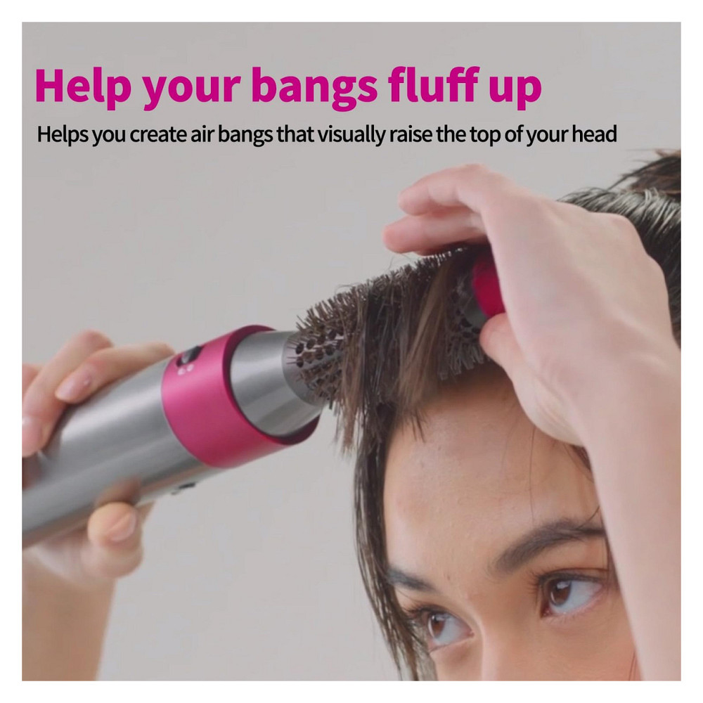 Кругла щітка насадка для Dyson Airwrap BVACUMHEAD фуксія нейлонова щетина силіконова ручка об'ємна сумісна HS05 HS01 Київ - фото 3