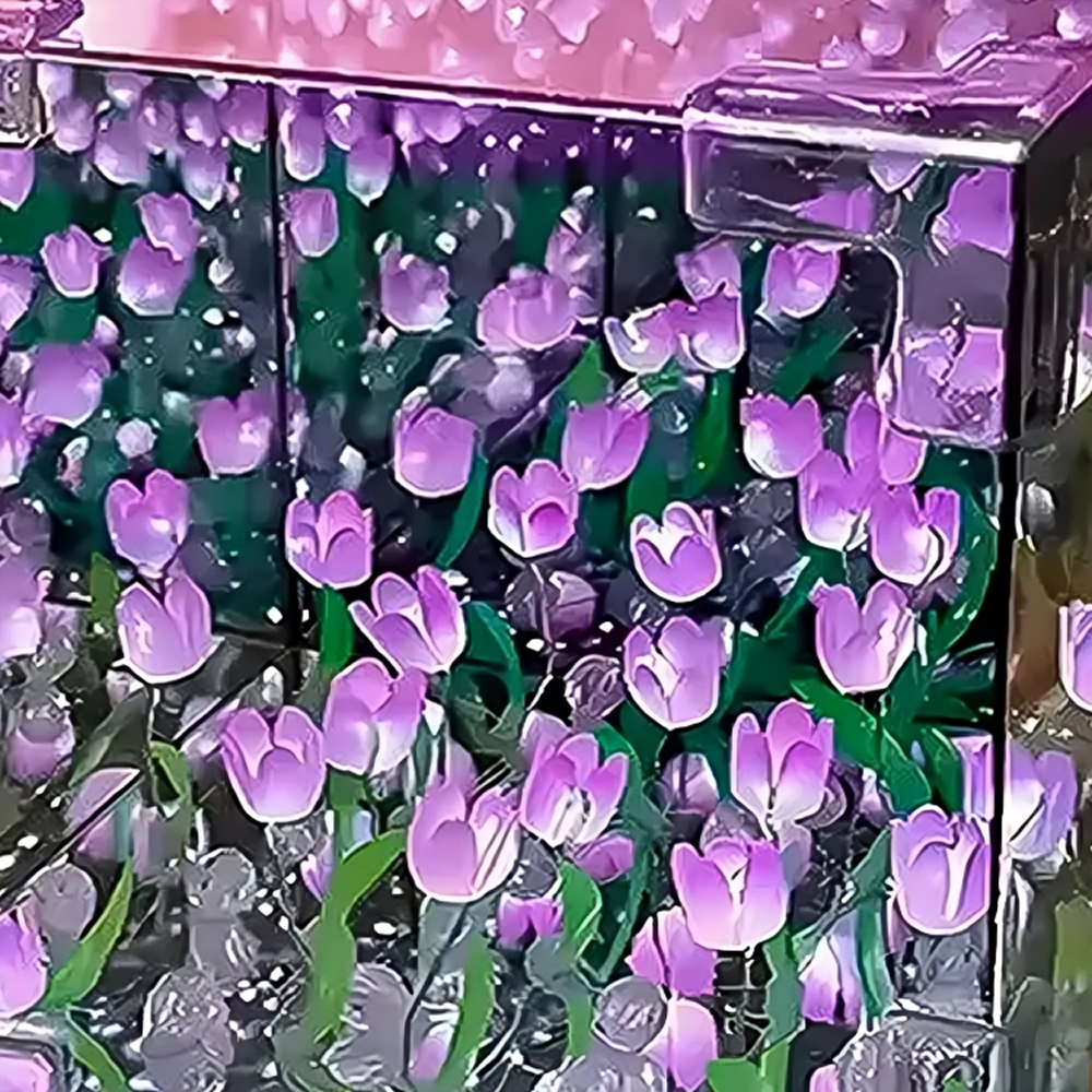 Ночник Бесконечные тюльпаны (10×10см, 20 тюльпанов), от батареек, Фиолетовый / Набор Сделай сам Киев - изображение 3