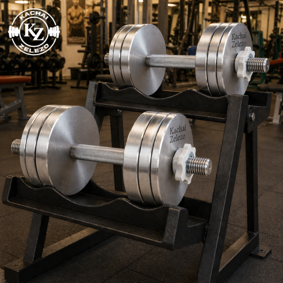Гантелі набірні 2 по 22 кг металеві без покриття Kachai Zelezo Iron Pro Київ