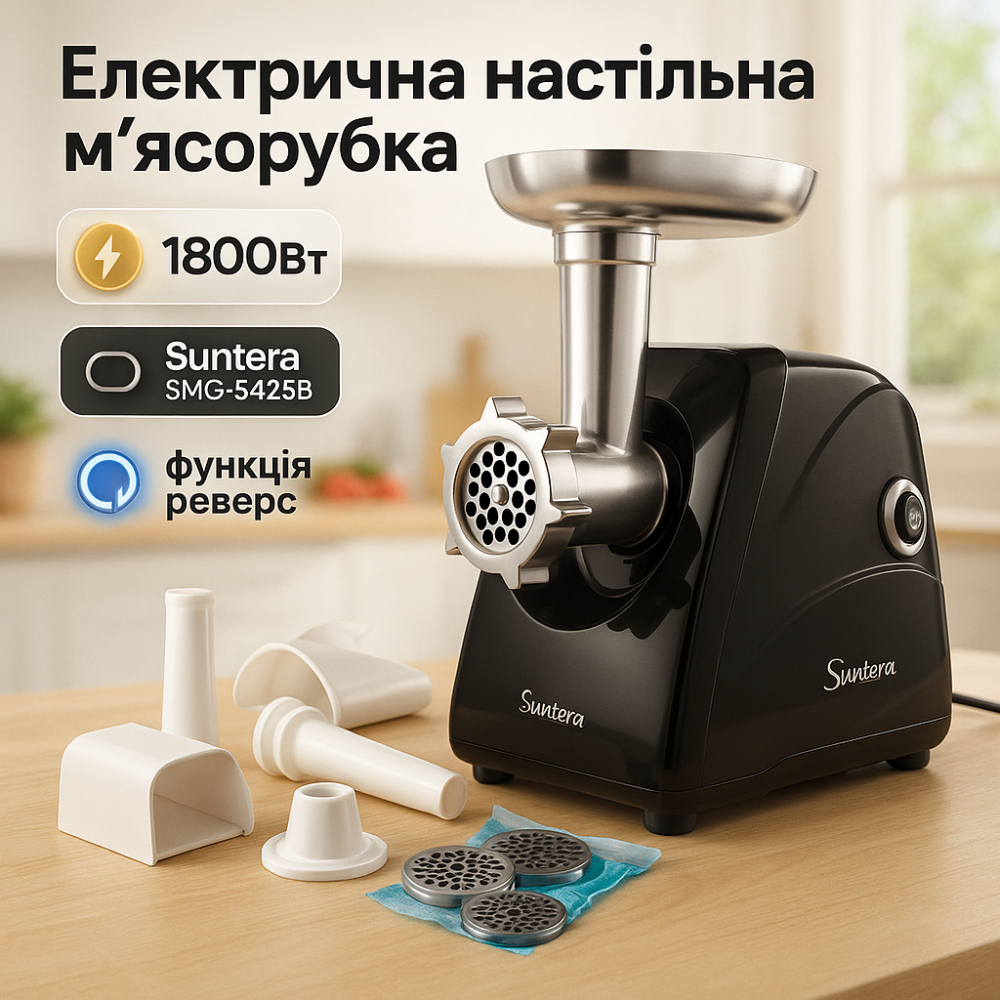 М'ясорубка з 4 насадками Suntera SMG-5425B, Електром'ясорубка соковижималка для томатів OE-64 Львів - фото 16