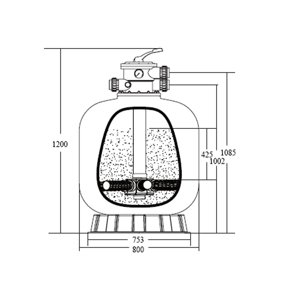 Пісочний фільтр для басейну Emaux V450 D455мм. 8.1 м3\год. верхнє підключення Київ - фото 3